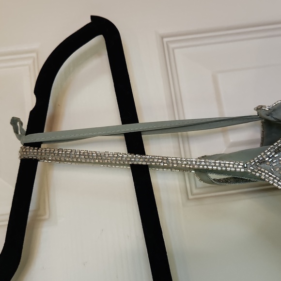 Beaded Deep V Neck Old Hollywood Gown in Sea Foam - Picture 6 of 16